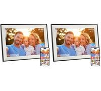 Hesmor Frameo Digital Photo Frame WiFi, 10.1 Inch Digital Picture Frame 1280x800 IPS Touchscreen Auto-Rotat Electronic Photo Frame Share Photos Videos Anywhere, 32GB, Black & White (Pack of 2)