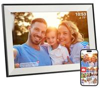 Hesmor Frameo Digital Photo Frame WiFi, 10.1 Inch Digital Picture Frame 1280x800 IPS Touchscreen Auto-Rotat Electronic Photo Frame Share Photos Videos Anywhere, 32GB, Black & White