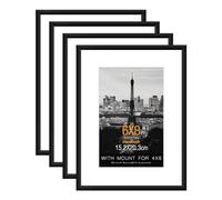 Hesmor Picture Frame 6 x 8 inch Aluminum Acrylic Picture Frames in Black, Set of 4 Photo Frames for Table Top and Wall Mounting with Mount for 4 x 6 inch Prints