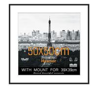 Hesmor Picture Frame Black 50 x 50cm Photo Frame Aluminum Acrylic Certificate Frames, Poster Frames for Wall Mounting, 20x20 Inch Poster Frame with Mat for Portrait, Printing, Landscape