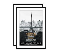 Hesmor Picture Frames 10 x 14 Inch Black Photo Frame Aluminum Acrylic Wall Mounting Poster Frame with Mat for Portrait, Printing, Landscape, Certificate, Pack of 2