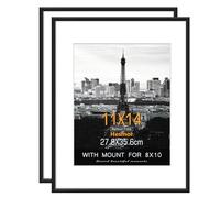 Hesmor Picture Frames 11 x 14 inch Aluminum Acrylic Picture Frame in Black, Set of 2 Photo Frames for Table Top and Wall Mounting with Mount for 8 x 10 inch Prints