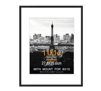 Hesmor Picture Frames 11 x 14 inch Aluminum Acrylic Picture Frame in Black, Single Photo Frames for Table Top and Wall Mounting with Mount for 8 x 10 inch Prints