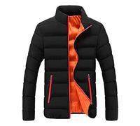 Hesrisy Men's Puffer Jacket Lightweight Stand Collar Zip Up Down Jackets Winter Water-Resistant Thermal Padded Outerwear Coat