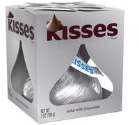 Hesrshey.sMILK KISSES Chocolate Candy Solid Milk Kisses, 7 Oz. in Silver Gift Box, Eatser Giant Chocolate Kisses In Silver Foil Wrap Bright and Decorative Color and Gift Filler