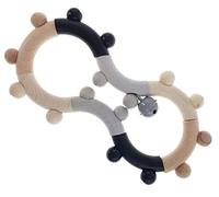 Hess Holzspielzeug 11132 Wooden Motor Skills Rattle in The Shape of Eight, Nature Series in Black, with Movable Parts, from 6 Months, Handmade, for Grasping Exercises and Happy Rattle Fun