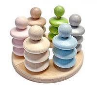 Hess Wooden Toy 14969 14969 Wooden Stacking Game with Rings, Nature Series for Children from 36 Months, for Picking, Stacking and Sorting, Wooden Colours