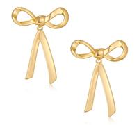 HESSAWELL Gold Bow Dangle Earrings for Women Gold Long Dangle Earrings for Women Fashion Jewelry Christmas Xmas Santa Gift