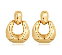 HESSAWELL Gold Dangle Earrings for Women Statement Chunky Cut Design Gold Drop Earrings Door Knock Shape Dangling Earrings for Women