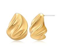 HESSAWELL Polished Twist Stud Earrings for Women Gold Silver Chunky Stud Earrings Birthday Jewelry Gift, Brass, No Gemstone
