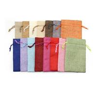 Hessian bags 10pc Handmade Natural Burlap Cotton Linen Drawstring Gift Bags Favor Wedding Christmas Gift Bag Jewelry Packaging Bags&Pouches(Royal blue,9X12CM MABU_LINEN BAGS)