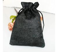Hessian bags 10pc Handmade Natural Burlap Cotton Linen Drawstring Gift Bags Favor Wedding Christmas Gift Bag Jewelry Packaging Bags&Pouches(Black,15X20CM MABU_LINEN BAGS)