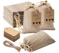 Hessian Bags 25 Pcs Burlap Gift Bags With Drawstring And 25Pcs Gift Tags And String 4x6 Inch Reusable Gift Burlap Linen Sacks Bag