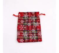 Hessian bags 50Pcs/lot 10x14/13x18/15x20cm Reusable Christmas Cotton Linen Printed Grid Snowflsnow Gift Drawstring Bag Jewelry Storage Bag(Red grid snowflsnow,15X20CM_XMAS PRINTED BAG)