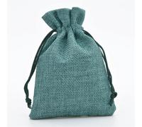 Hessian bags 5pcs Multisize Jute Burlap Linen Drawstring Bag Christmas Halloween Gift Bags Wedding Birthday Party Candy Chocolate Packing Bag(Dark green,17X23CM_LINEN BAG)