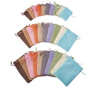 Hessian Bags,Little Gift Bags 30pcs/set 8.9x6.8x0.12cm Burlap Packing Pouches Drawstring Bags Mixed Color for Jewelry Necklace Bracelet Pouches Gift Bags