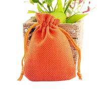 Hessian Bags,Little Gift Bags 50 Pcs/Lot 7 * 9cm Khaki Color Natural Burlap Linen Jewelry Travel Storage Pouch Mini Candy Jute Packing Bags for Gift Bag(Orange)