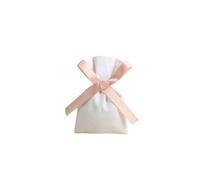 Hessian Bags, Small Hessian Bags 50pcs White Cotton Burlap Jewelry Bag with Ribbon Custom Logo Can Choose Ribbon Color Pouch for Wedding Candy Gift Bag(Pink Silk,1 count (Pack of 1)1)
