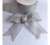 Hessian Effect Wired Ribbon - 65mm Wide - Per Metre Grey