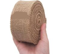 Hessian Fabric Natural Burlap Fabric Roll 25/30/40/50/60mm Jute Ribbon for Wrapping Craft Projects Wedding Home Decor(Width 60mm,2meters)