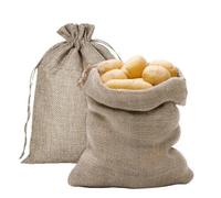 Hessian Potato Sacks for Storage, 2pcs Natural Large Hessian Sack 40 X 60 Cm Reusable Potato Storage Bag with Drawstring Closure Hessian Bags for Potatoes, Vegetables, Coffee Beans