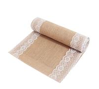 Hessian Roll Lace Table Runner Retro Natural Jute Burlap Runners for Country Wedding Event Party Dining Cover Decoration for Crafts(1pcs 30x275cm)