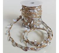 Hessian Twine Cord braided with small Silver Leaves - per 2m or by the roll (By 2mts)