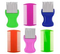 HESSION 6 Pack Flea Lice Combs Removal Dandruff Comb with Metal Teeth Double Sided Fine Combs Metal Teeth Flea Lice Combs for Pets Kids Adults (Random)
