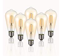HESSION Vintage Edison LED Bulb, 6-Pack ST58 E26 40 Watt Equivalent, Warm White 2200K, Antique Vintage Style Light, Squirrel Cage Filament Edison Light Bulbs Amber Glass,Non Dimmable