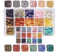 Hessle Cliff 15 Colour Crystal Beads for Jewellery Making - 5-8mm Natural Gemstone Chips Kit - Pre-Drilled Stone Beads for Bracelets, Crafts & DIY Gifts