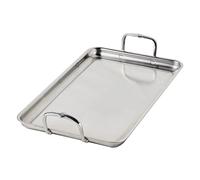 Hestan Provisions Tri-Ply Stainless Steel Double Burner Griddle, 21x13-Inch with Drip Drain, Induction Compatible