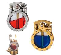 HESTAY Transparent kerosene lighter, retro windbreaker lighter, windproof lighter, liquid refill, personalized antique steampunk lighter (excluding kerosene) (Color : C)