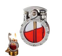 HESTAY Transparent kerosene lighter, retro windbreaker lighter, windproof lighter, liquid refill, personalized antique steampunk lighter (excluding kerosene) (Color : A)