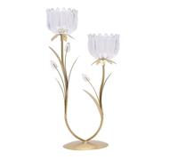 Hestia 2 Stem Candle Holder With Clear Glass On Gold Base Clear