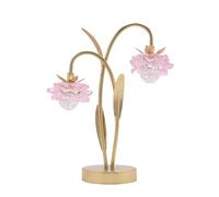 Hestia 2 Stem LED Lamp With Pink Glass Flower & Gold Base Hestia Pink