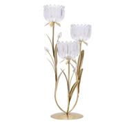Hestia 3 Stem Candle Holder With Clear Glass On Gold Base Gold One Size
