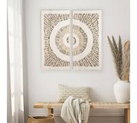 Hestia 3D Acrylic Abstract Wall Art Pictures Set Of 2 - 38Cm X 78Cm In Cream Cream One Size