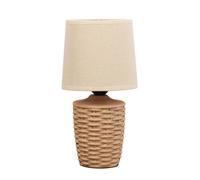 Hestia Basket Weave Table Lamp with Beige Linen Shade Hestia Multicolor