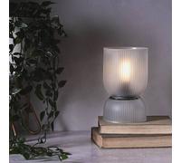 Hestia Battery Operated Curved Glass Lamp Frosted Grey In Light Grey Light Grey One Size