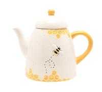Hestia Bee Hive Teapot - Ceramic Bee Design Tea Pot for Loose Leaf or Tea Bags, Farmhouse Kitchen Tea Set & Afternoon Tea Serveware
