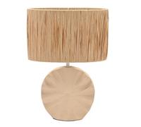Hestia Beige Ceramic Lamp With Raffia Shade