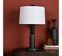 Hestia Black Resin Table Lamp With White Shade Black One Size