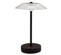 Hestia Black Ribbed Glass Usb Led Touch Table Lamp Black