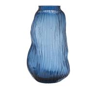Hestia Blue Ridged Textured Glass Vase Blue