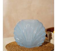 Hestia Blue Shell Shaped Glass Vase In Light Blue Light Blue