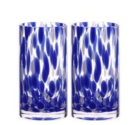 Hestia Blue Tortoise Shell Hi Ball Glass Set Of 2 Blue