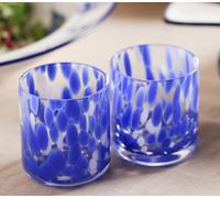 Hestia Blue Tortoise Shell Tumbler Glass Set Of 2 Blue