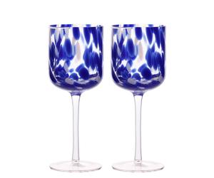 Hestia Blue Tortoise Shell Wine Glass Set Of 2 Blue