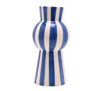 Hestia Blue & White Striped Tall Vase White