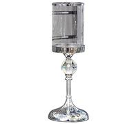 HESTIA Chrome Finish and Glass Candle Holder 37cm